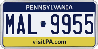 PA license plate MAL9955