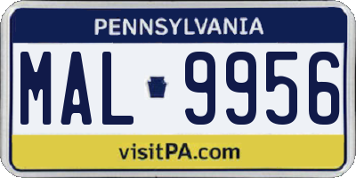 PA license plate MAL9956