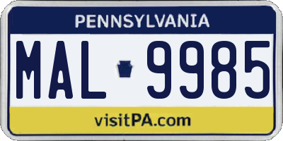 PA license plate MAL9985