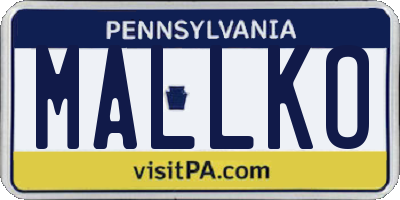 PA license plate MALLKO