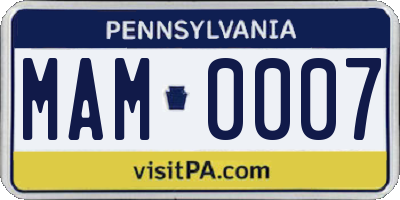 PA license plate MAM0007