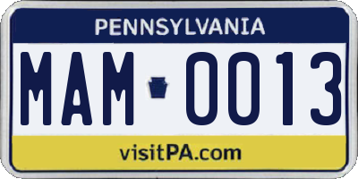 PA license plate MAM0013