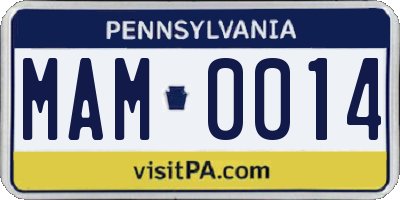 PA license plate MAM0014