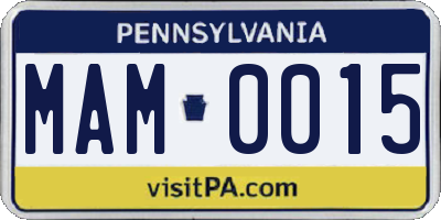 PA license plate MAM0015