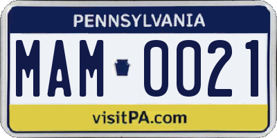 PA license plate MAM0021