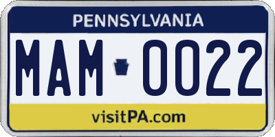 PA license plate MAM0022