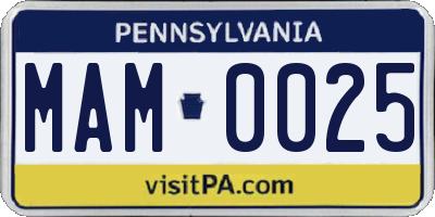 PA license plate MAM0025
