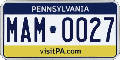 PA license plate MAM0027
