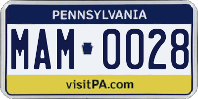 PA license plate MAM0028
