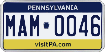 PA license plate MAM0046