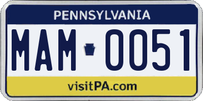PA license plate MAM0051