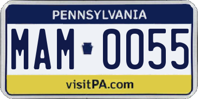PA license plate MAM0055