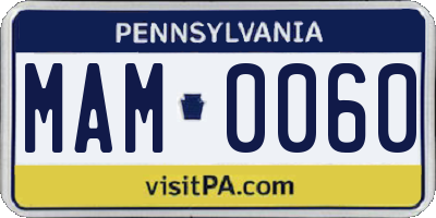 PA license plate MAM0060