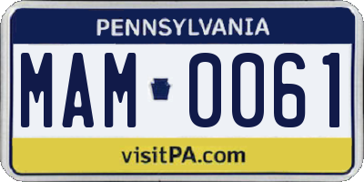 PA license plate MAM0061