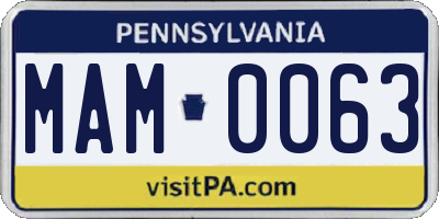 PA license plate MAM0063