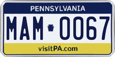 PA license plate MAM0067