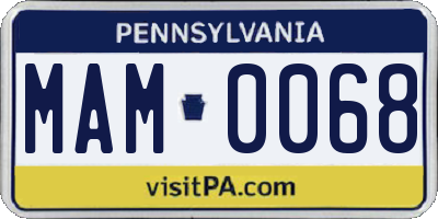 PA license plate MAM0068