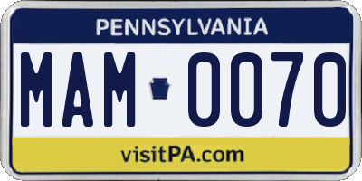 PA license plate MAM0070