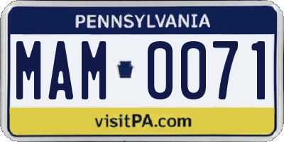 PA license plate MAM0071