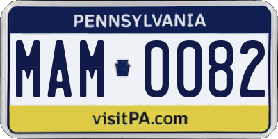 PA license plate MAM0082