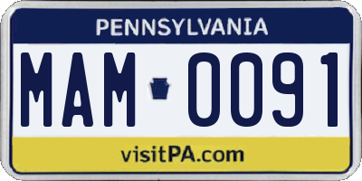 PA license plate MAM0091