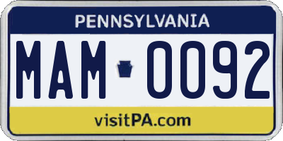 PA license plate MAM0092