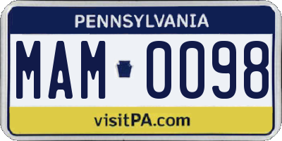 PA license plate MAM0098