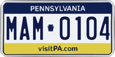 PA license plate MAM0104