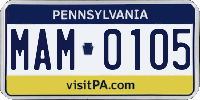 PA license plate MAM0105