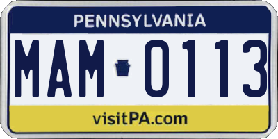 PA license plate MAM0113