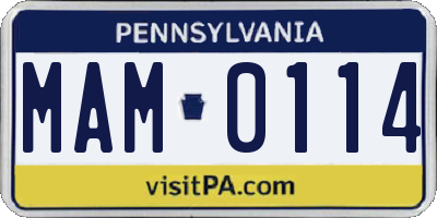PA license plate MAM0114