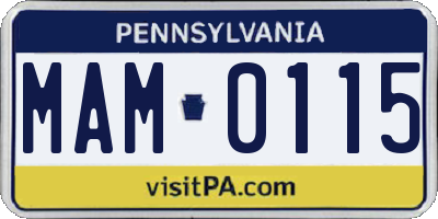 PA license plate MAM0115