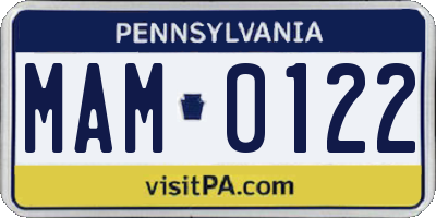 PA license plate MAM0122