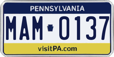 PA license plate MAM0137