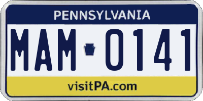 PA license plate MAM0141