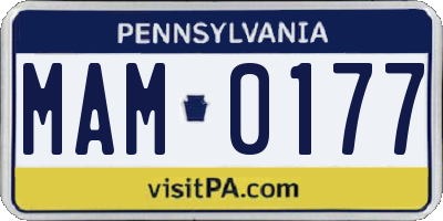 PA license plate MAM0177