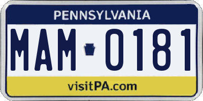 PA license plate MAM0181
