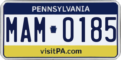PA license plate MAM0185