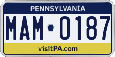 PA license plate MAM0187