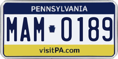 PA license plate MAM0189