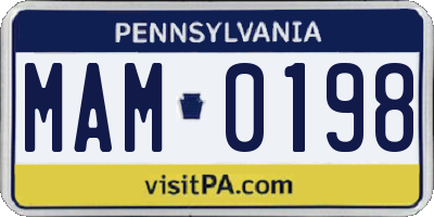 PA license plate MAM0198