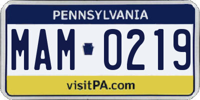 PA license plate MAM0219