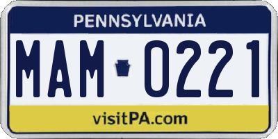 PA license plate MAM0221