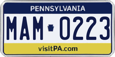 PA license plate MAM0223