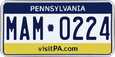 PA license plate MAM0224