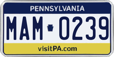 PA license plate MAM0239