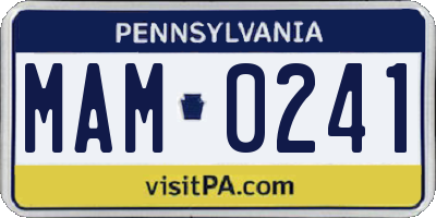 PA license plate MAM0241