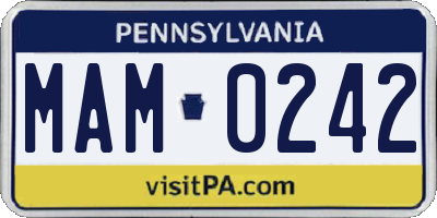 PA license plate MAM0242