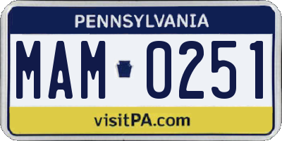 PA license plate MAM0251