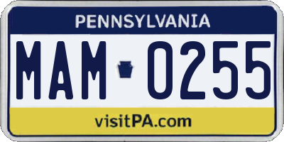 PA license plate MAM0255